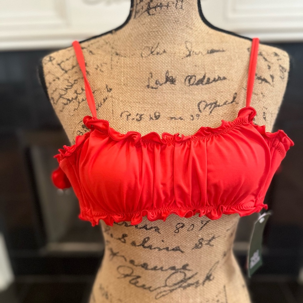 🐣NWT Wild Fable Red Ruffle Bikini Top - Picture 4 of 10